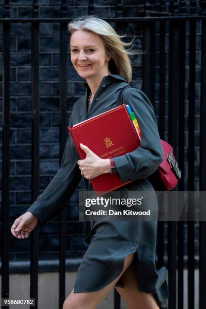 Chief Secretary to the Treasury Elizabeth Truss, arrives for a Cabinet meeting on 10 Downing Street on May 15, 2018 in London, England.