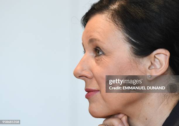 European Commissioner for Justice, Consumers and Gender Equality Vera Jourova looks on during an interview with Agence France-Presse at the European...