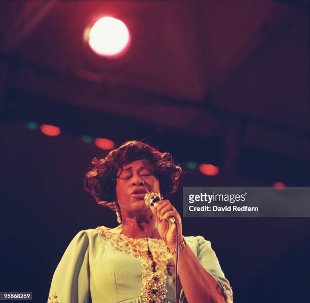 American jazz singer Ella Fitzgerald performs live on stage at the Newport Jazz Festival in Newport, Rhode Island, United States on 12th July 1970.
