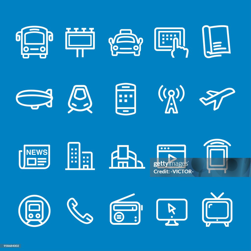 Advertising Media Icons - Vector Smart Line Series
