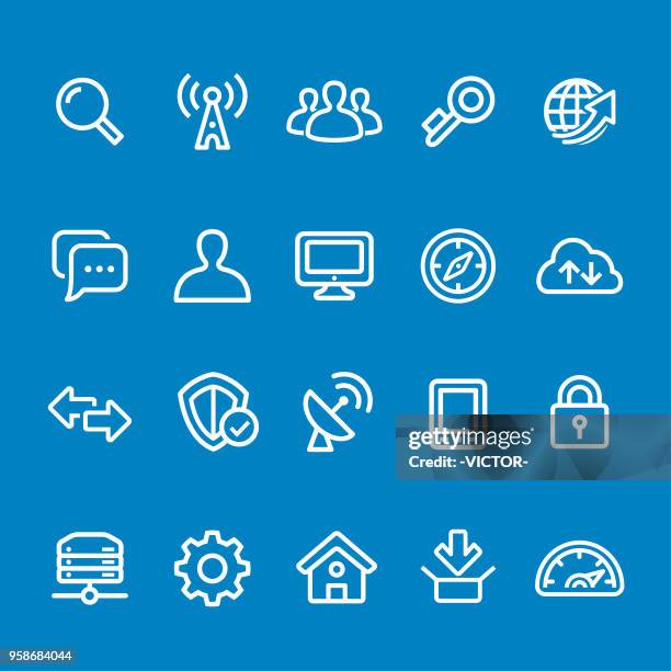 illustrations, cliparts, dessins animés et icônes de internet icons - vector smart line series - command antenna us