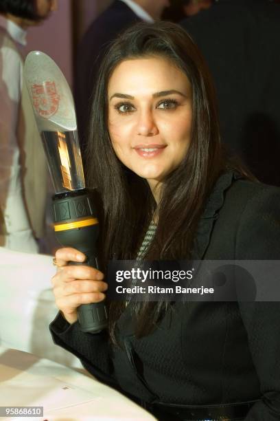 Actress Preity Zinta, co-owner of Kings XI Punjab poses at the Indian Premier League Auction 2010 on January 19, 2010 in Mumbai, India.