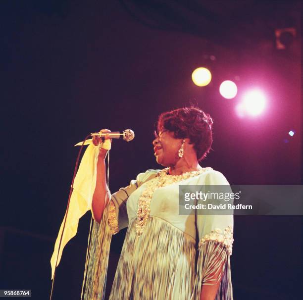 American jazz singer Ella Fitzgerald performs live on stage at the Newport Jazz Festival in Newport, Rhode Island, United States on 12th July 1970.