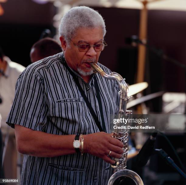 American saxophonist Frank Foster performs on stage at the Jazz A Vienne Festival held in Vienne, France in July 1998.