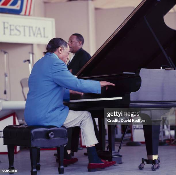 American composer, pianist and bandleader Duke Ellington performs live on stage at the Newport Jazz Festival in Newport, Rhode Island, United States...