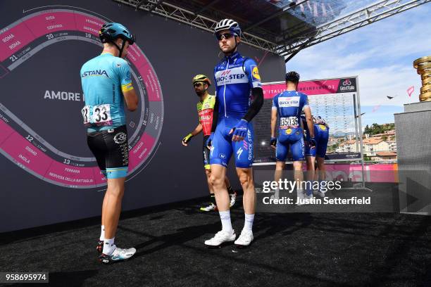 Start / Podium / Jan Hirt of Czech Republic and Astana Pro Team / Maximilian Schachmann of Germany and Team Quick-Step Floors / Fabio Sabatini of...