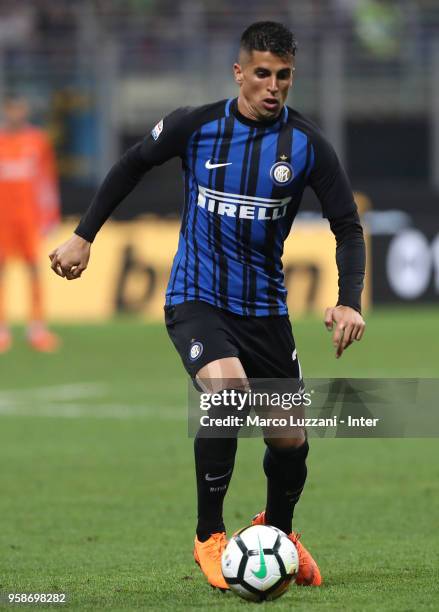 Joao Cancelo of FC Internazionale in action during the serie A match between FC Internazionale and US Sassuolo at Stadio Giuseppe Meazza on May 12,...