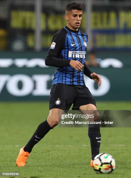 Joao Cancelo of FC Internazionale in action during the serie A match between FC Internazionale and US Sassuolo at Stadio Giuseppe Meazza on May 12,...