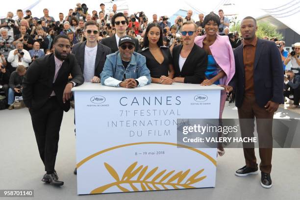 Actor John David Washington, US actor Topher Grace, US actor Adam Driver, US director Spike Lee, US actress Laura Harrier, Finnish actor Jasper...