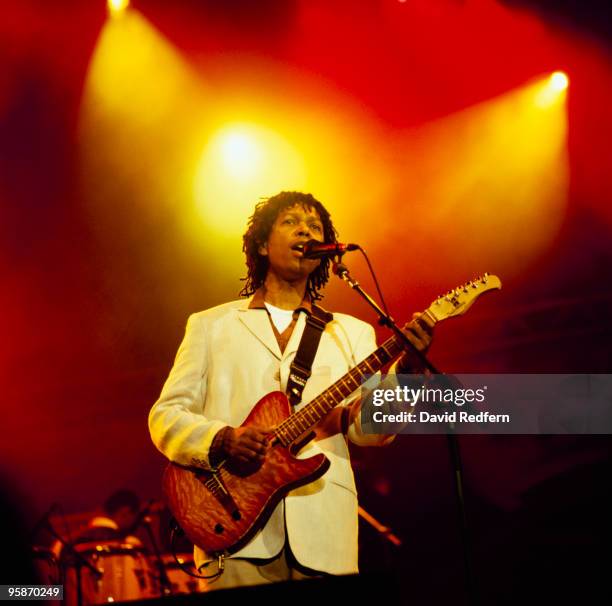 Brazilian singer Djavan performs on stage at the Jazz A Vienne Festival held in Vienne, France in July 1997.