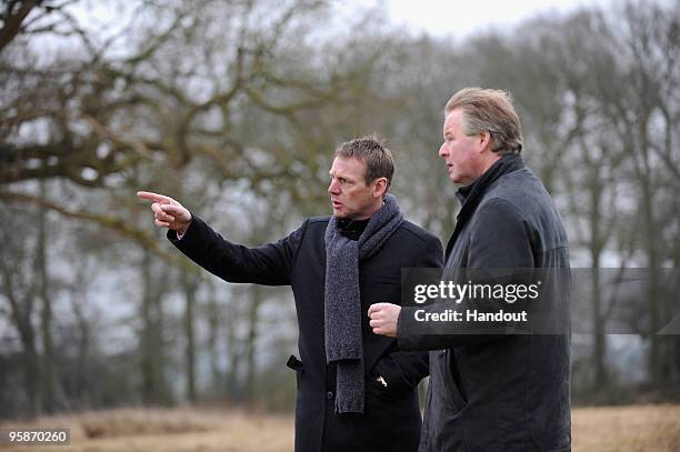 In this handout image supplied by the FA, David Sheepshanks and Stuart Pearce speak during a Media Day at the Current Site to launch the plans for...