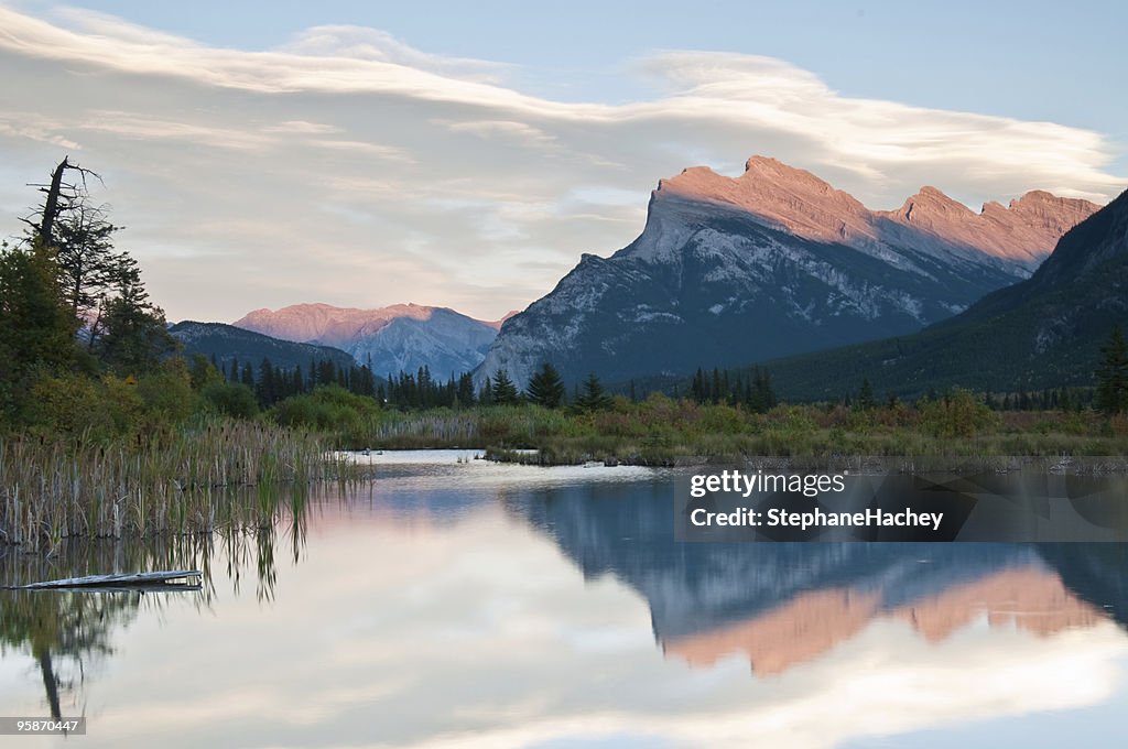 Mount Rundle at sunset.