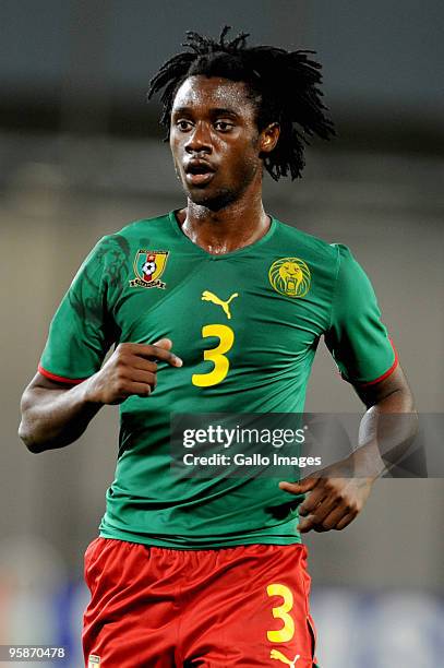 Nicolas Nkoulou of Cameroon in action during the African Nations Cup group D match between Cameroon and Zambia at the Tundavala National Stadium on...