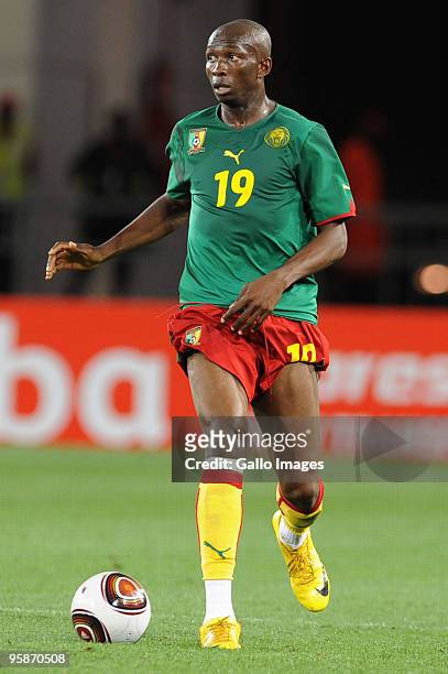 Stephane Mbia of Cameroon in action during the African Nations Cup group D match between Cameroon and Zambia at the Tundavala National Stadium on...