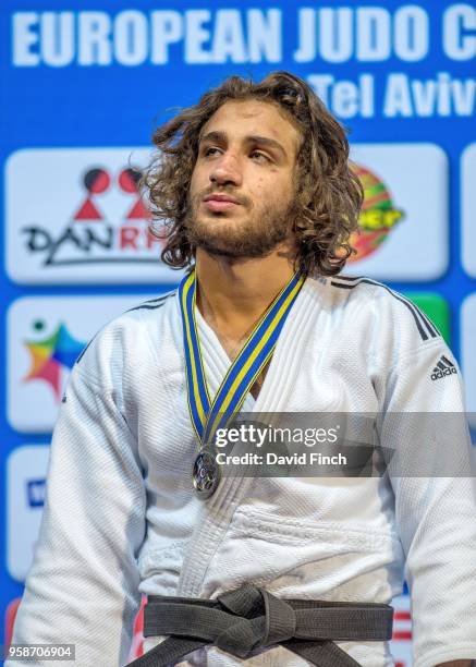 Five times European champion, Hidayat Heydarov of Azerbaijan wearing his u73kg silver medal during day two of the 2018 Tel Aviv European Judo...