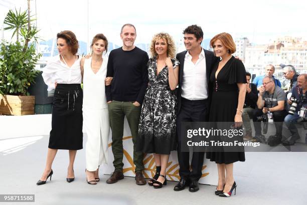 Valentina Cervi, Jasmine Trinca, Valerio Mastandrea, director Valeria Golino, Riccardo Scamarcio and producer Viola Prestieri attend the photocall...