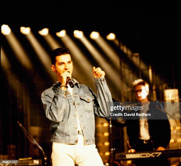 Dave Gahan of Depeche Mode performs on stage at the Montreux Rock Festival held in Montreux, Switzerland in May 1987.