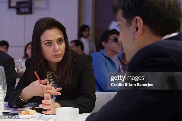 Preity Zinta, Co-owner of Kings XI Punjab attends the Indian Premier League Auction 2010> on January 19, 2010 in Mumbai, India.