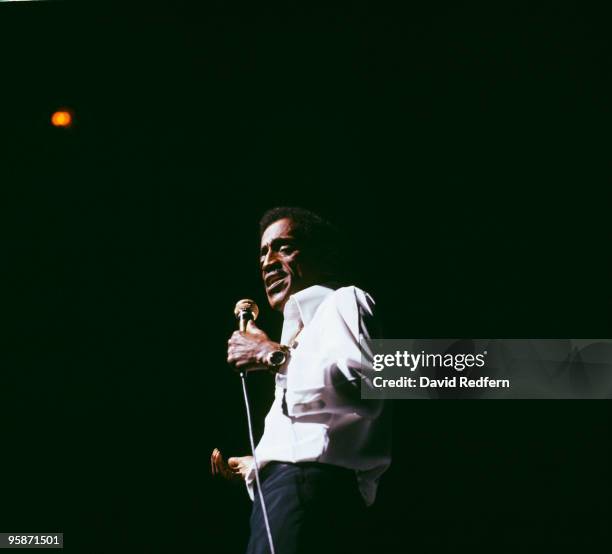 Sammy Davis Jr performs on stage at the Palladium in London, England in October 1976.
