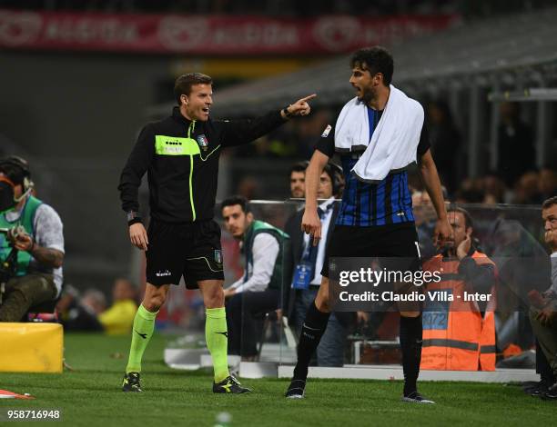 Andrea Ranocchia of FC Internazionale reacts during the serie A match between FC Internazionale and US Sassuolo at Stadio Giuseppe Meazza on May 12,...