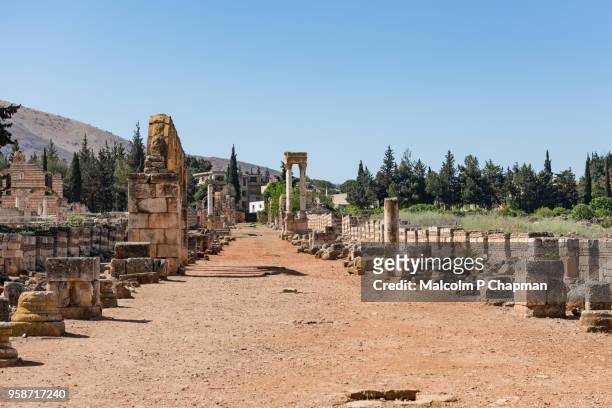 umayyad city of anjar, archeological site, anjar, bekaa valley, lebanon - umayyad dynasty stockfoto's en -beelden