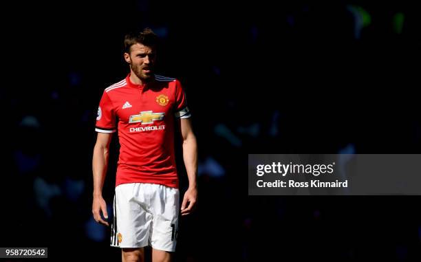 Michael Carrick of Manchester United in action during his final Premier League game for the club during the Premier League match between Manchester...