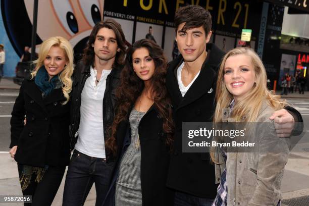 Cast members of the reality show "If I Can Dream", Amanda Phillips, Justin Gaston, Giglianne Braga, Benjamin Elliot and Kara Kilmer pose during a...