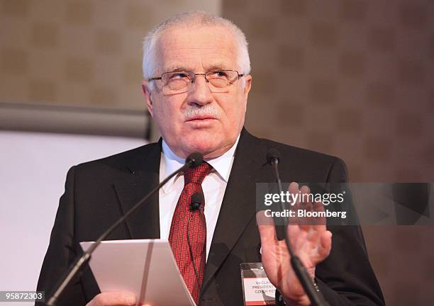 Vaclav Klaus, the Czech Republic's president, speaks at the Euromoney Central Eastern European Forum in Vienna, Austria, on Tuesday, Jan. 19, 2010....