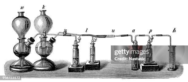 apparatus for detecting the oxygen excretion of green parts of plants - reserved sign stock illustrations