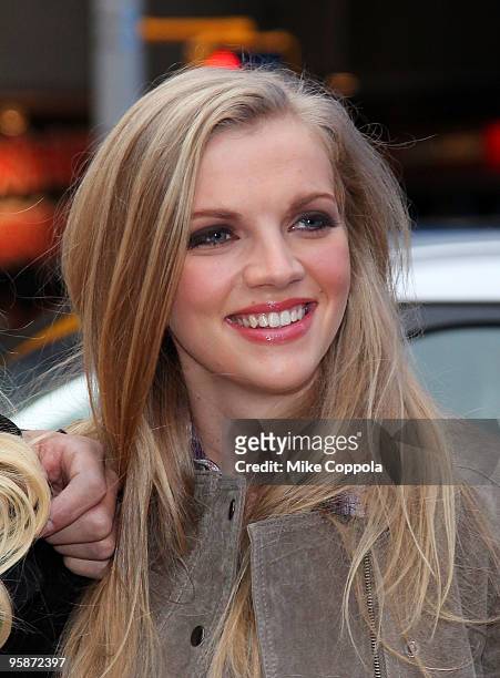 Kara Killmer attends "If I Can Dream" cast photo op in Times Square on January 19, 2010 in New York City.
