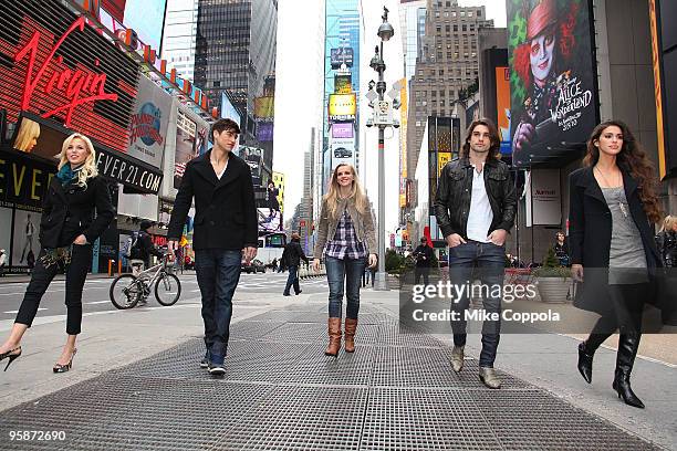 Amanda Phillips, Benjamin Elliot, Kara Killmer, Justin Gaston, and Giglianne Braga attend "If I Can Dream" cast photo op in Times Square on January...