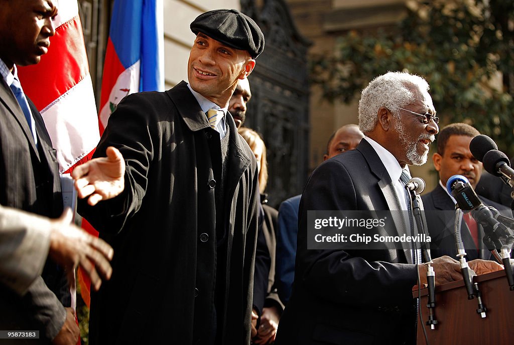 Haitian Ambassador To U.S Attends News Conf. In Washington