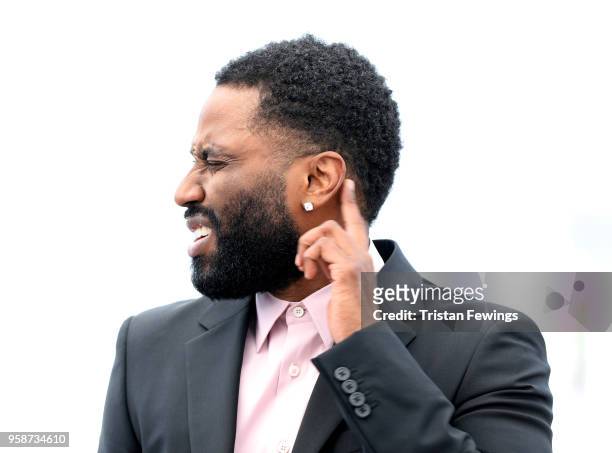 John David Washington attends the photocall for "BlacKkKlansman" during the 71st annual Cannes Film Festival at Palais des Festivals on May 15, 2018...