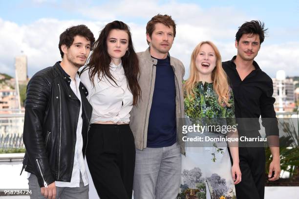 Anthony Sonigo, Adele Wismes, Pierre Deladonchamps, Sarah Megan Allouch and Gauthier Battoue attends the photocall for Talents Adami 2018 during the...