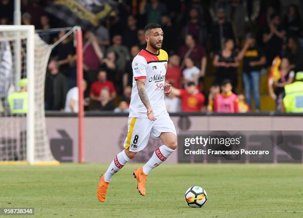 Danilo Cataldi of Benevento Calcio in action during the serie A match between Benevento Calcio and Genoa CFC at Stadio Ciro Vigorito on May 12, 2018...