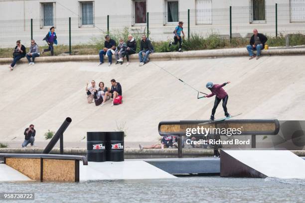 2nd place Marie Rougier of France competes during the Wakeboard Women Final during the FISE on May 12, 2018 in Montpellier, France.