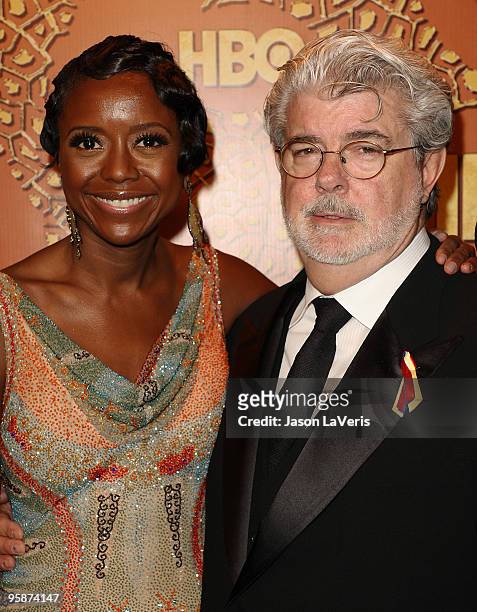 Mellody Hobson and George Lucas attend the official HBO after party for the 67th annual Golden Globe Awards at Circa 55 Restaurant at the Beverly...