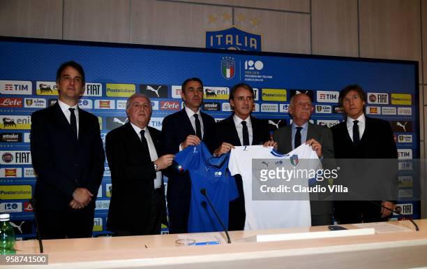 General Director FIGC Michele Uva,Team manager Gabriele Oriali, FIGC Commissioner Massimo Fabbricini, Head coach Italy Roberto Mancini, FIGC Vice...