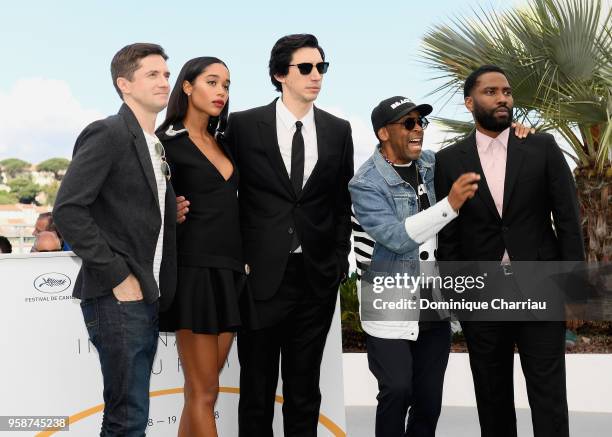 Topher Grace, Laura Harrier, Adam Drive, Spike Lee and John David Washington attend the photocall for the "BlacKkKlansman" during the 71st annual...