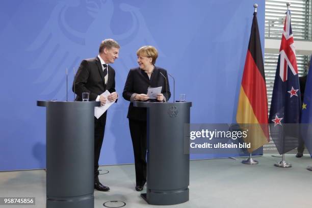 Bill English, Angela Merkel, Deutschland, Berlin, Gemeinsame Presseunterrichtung nach dem Gespräch und Mittagessen der BK’in mit dem Premierministers...