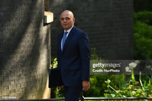 Home Secretary Sajid Javid leaves a Cabinet Meeting on 10 Downing Street on May 15, 2018 in London, England.