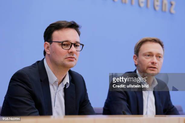Oliver Luksic, Spitzenkandidat der FDP im Saarland, Christian Lindner, Bundesvorsitzender der Freien Demokraten , Deutschland, Berlin,...