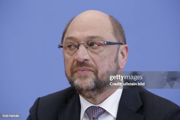 Martin Schulz, SPD- Vorsitzender und Kanzlerkandidat, Deutschland, Berlin, Bundespressekonferenz, Thema: Regierungsarbeit der SPD - Bilanz und...