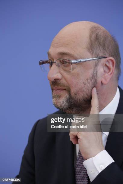 Martin Schulz, SPD- Vorsitzender und Kanzlerkandidat, Deutschland, Berlin, Bundespressekonferenz, Thema: Regierungsarbeit der SPD - Bilanz und...