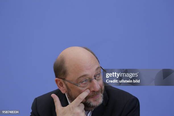 Martin Schulz, SPD- Vorsitzender und Kanzlerkandidat, Deutschland, Berlin, Bundespressekonferenz, Thema: Regierungsarbeit der SPD - Bilanz und...