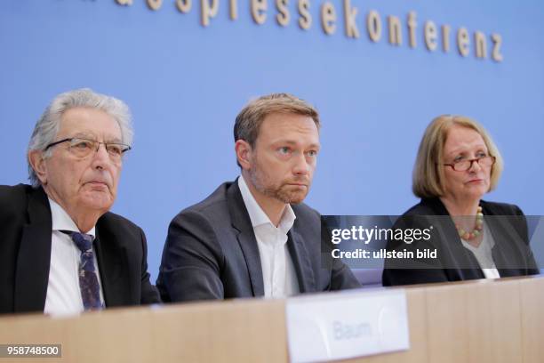 Bundesminister a. D. Gerhart Rudolf Baum, Christian Lindner, MdL, Bundesvorsitzender der FDP, Bundesministerin a.D. Sabine...