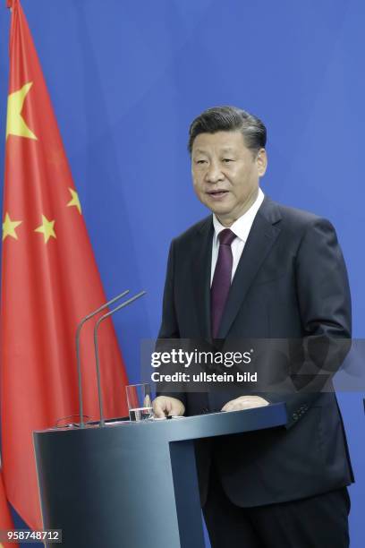 Staatspräsident der Volksrepublik China, Xi Jinping, Pressestatements der BK’in und des Staatspräsidenten der Volksrepublik China, Xi Jinping, vor...