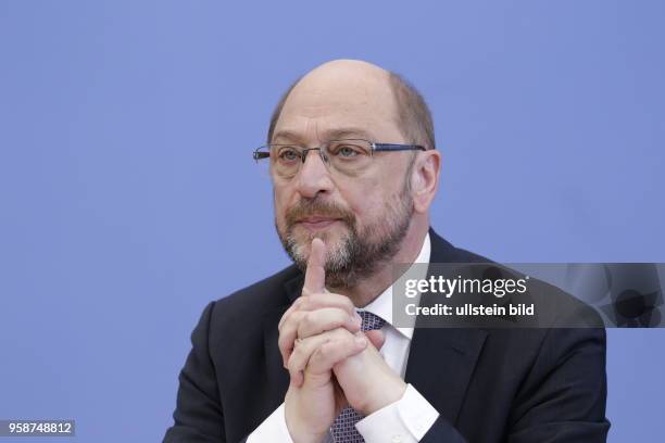 Martin Schulz, SPD- Vorsitzender und Kanzlerkandidat, Deutschland, Berlin, Bundespressekonferenz, Thema: Regierungsarbeit der SPD - Bilanz und...