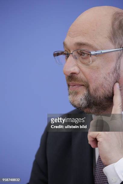 Martin Schulz, SPD- Vorsitzender und Kanzlerkandidat, Deutschland, Berlin, Bundespressekonferenz, Thema: Regierungsarbeit der SPD - Bilanz und...