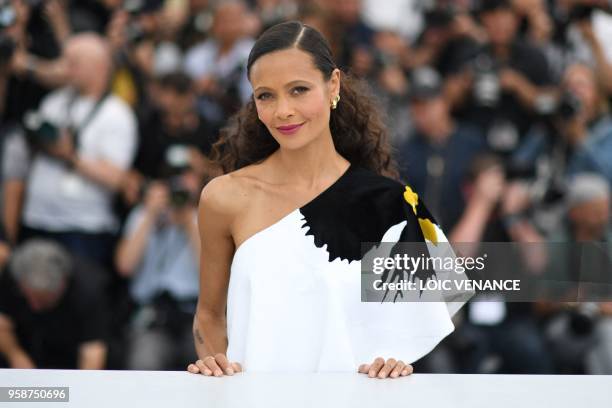 British actress Thandie Newton poses on May 15, 2018 during a photocall for the film "Solo : A Star Wars Story" at the 71st edition of the Cannes...